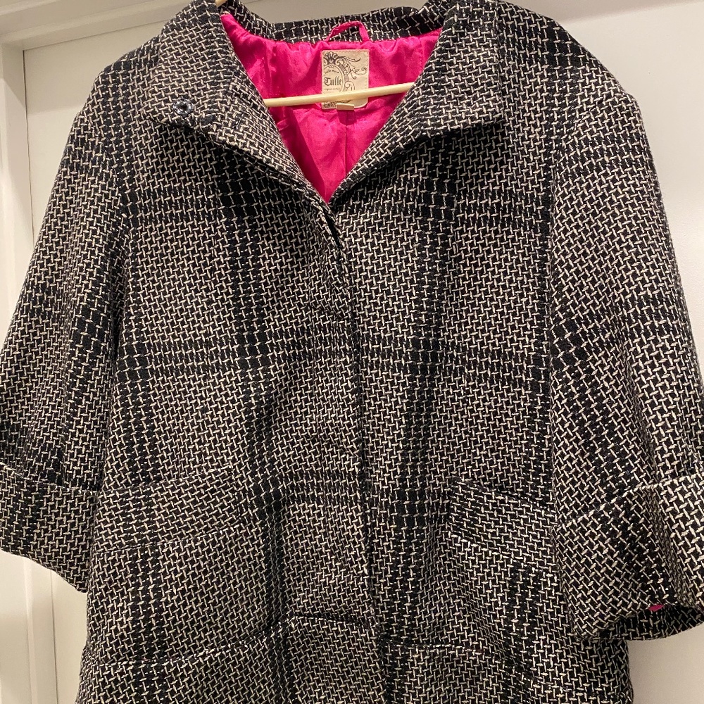 Anthropologie Coat Tulle XL black and white